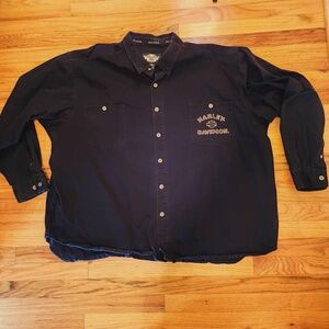 Harley Davidson Long Sleeve Button Down Heavy Cotton Embroidered Back Shirt 5XL